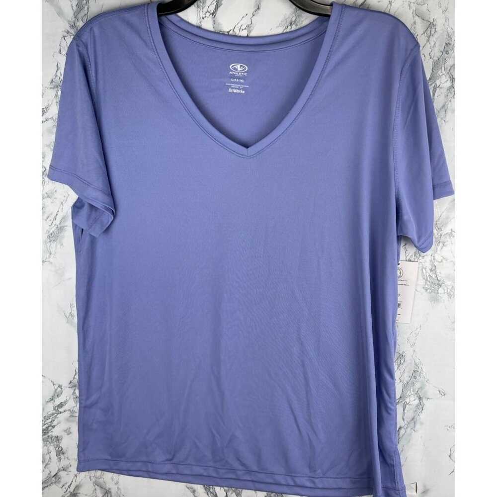 Athletic Works Womens Large (12-14) DriWorks V-Neck Tee Purple